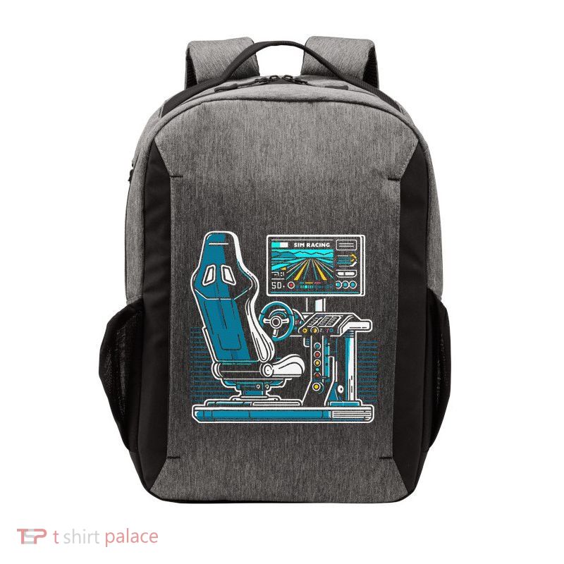 Gaming Racer Race Car Simulation Sim Racing Vector Backpack
