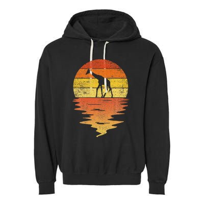 Giraffe Retro Sunset 70s Vintage Giraffe Garment-Dyed Fleece Hoodie