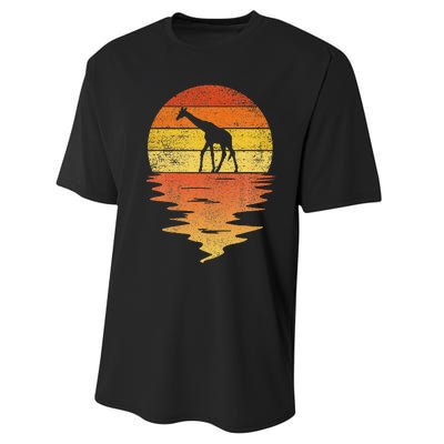 Giraffe Retro Sunset 70s Vintage Giraffe Performance Sprint T-Shirt