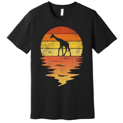 Giraffe Retro Sunset 70s Vintage Giraffe Premium T-Shirt