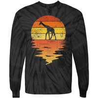 Giraffe Retro Sunset 70s Vintage Giraffe Tie-Dye Long Sleeve Shirt