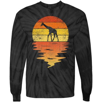 Giraffe Retro Sunset 70s Vintage Giraffe Tie-Dye Long Sleeve Shirt