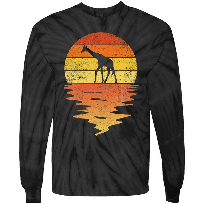 Giraffe Retro Sunset 70s Vintage Giraffe Tie-Dye Long Sleeve Shirt