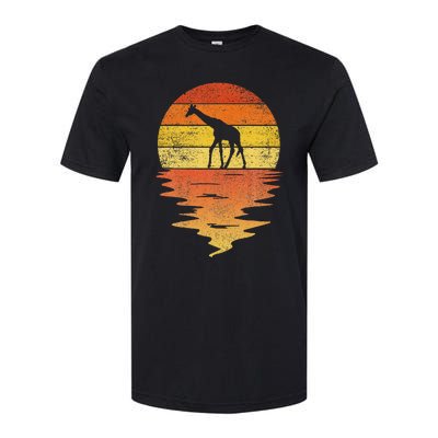 Giraffe Retro Sunset 70s Vintage Giraffe Softstyle CVC T-Shirt