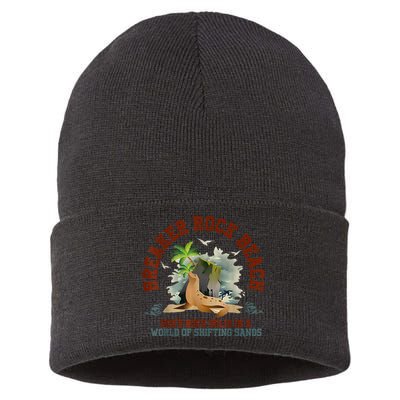 GodS Rock Solid Breaker Rock Beach Vbs 2024 Christian Sustainable Knit Beanie