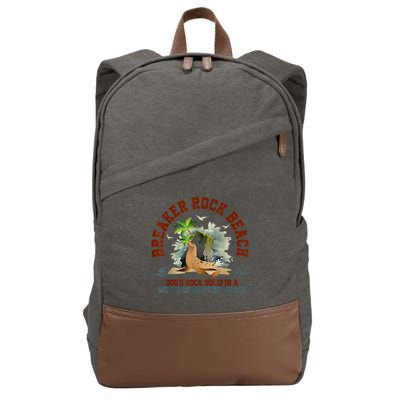 GodS Rock Solid Breaker Rock Beach Vbs 2024 Christian Cotton Canvas Backpack