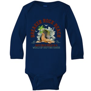 GodS Rock Solid Breaker Rock Beach Vbs 2024 Christian Baby Long Sleeve Bodysuit