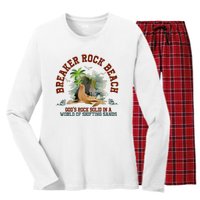 GodS Rock Solid Breaker Rock Beach Vbs 2024 Christian Women's Long Sleeve Flannel Pajama Set 