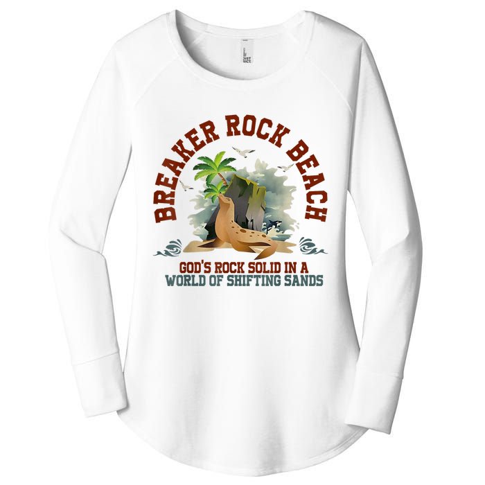 GodS Rock Solid Breaker Rock Beach Vbs 2024 Christian Women's Perfect Tri Tunic Long Sleeve Shirt