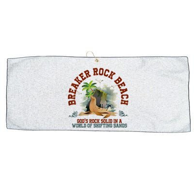GodS Rock Solid Breaker Rock Beach Vbs 2024 Christian Large Microfiber Waffle Golf Towel