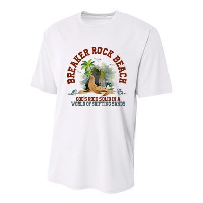GodS Rock Solid Breaker Rock Beach Vbs 2024 Christian Youth Performance Sprint T-Shirt