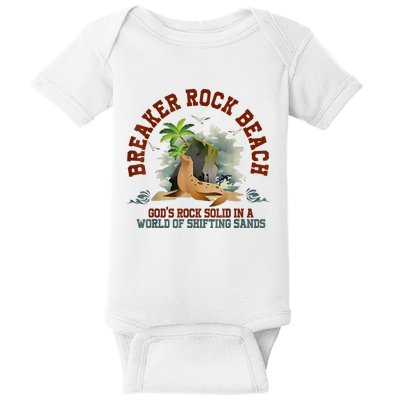 GodS Rock Solid Breaker Rock Beach Vbs 2024 Christian Baby Bodysuit