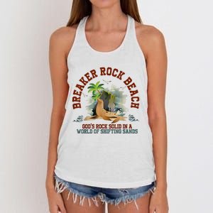 GodS Rock Solid Breaker Rock Beach Vbs 2024 Christian Women's Knotted Racerback Tank