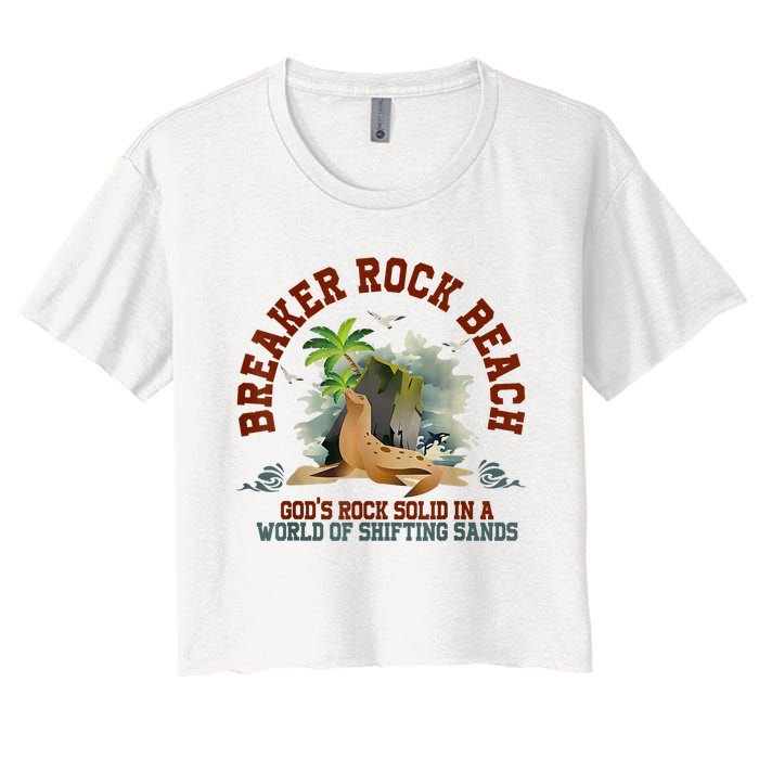 GodS Rock Solid Breaker Rock Beach Vbs 2024 Christian Women's Crop Top Tee