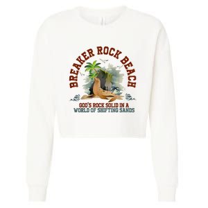 GodS Rock Solid Breaker Rock Beach Vbs 2024 Christian Cropped Pullover Crew