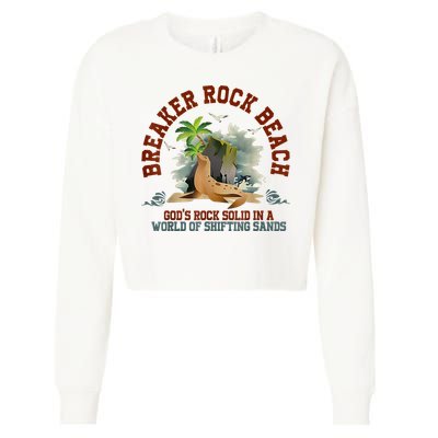 GodS Rock Solid Breaker Rock Beach Vbs 2024 Christian Cropped Pullover Crew