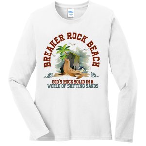 GodS Rock Solid Breaker Rock Beach Vbs 2024 Christian Ladies Long Sleeve Shirt