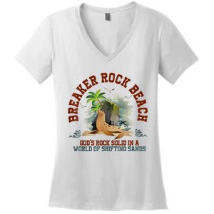 GodS Rock Solid Breaker Rock Beach Vbs 2024 Christian Women's V-Neck T-Shirt