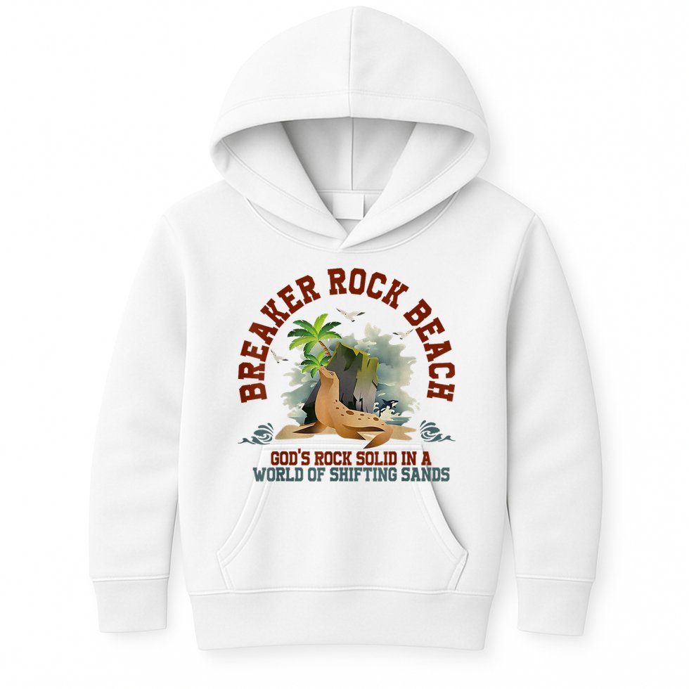 GodS Rock Solid Breaker Rock Beach Vbs 2024 Christian Kids Hoodie