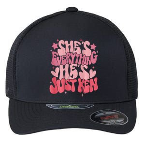 Groovy Retro Shes Everything Hes Just Ken Flexfit Unipanel Trucker Cap