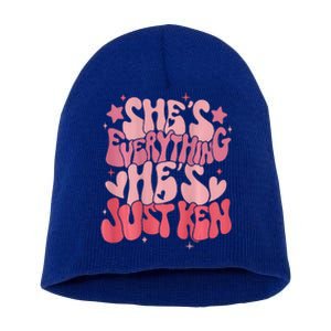 Groovy Retro Shes Everything Hes Just Ken Short Acrylic Beanie