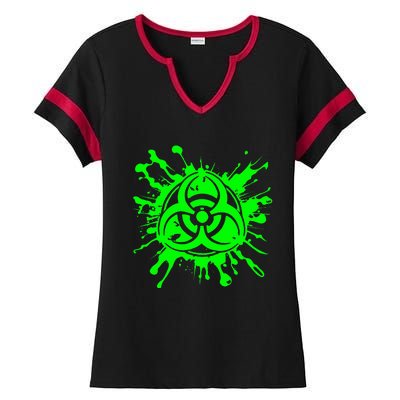 Green Radioactive Symbol Biohazard Symbol Radiation Nuclear Ladies Halftime Notch Neck Tee