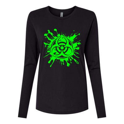 Green Radioactive Symbol Biohazard Symbol Radiation Nuclear Womens Cotton Relaxed Long Sleeve T-Shirt