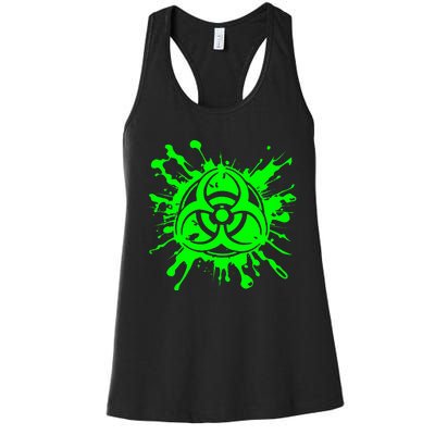 Green Radioactive Symbol Biohazard Symbol Radiation Nuclear Women's Racerback Tank