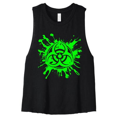 Green Radioactive Symbol Biohazard Symbol Radiation Nuclear Women's Racerback Cropped Tank