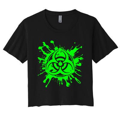 Green Radioactive Symbol Biohazard Symbol Radiation Nuclear Women's Crop Top Tee