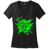 Green Radioactive Symbol Biohazard Symbol Radiation Nuclear Women's V-Neck T-Shirt