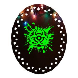 Green Radioactive Symbol Biohazard Symbol Radiation Nuclear Ceramic Oval Ornament