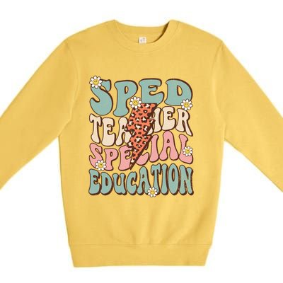 Groovy Retro Sped Teacher Life Special Education Crew Floral Great Gift Premium Crewneck Sweatshirt