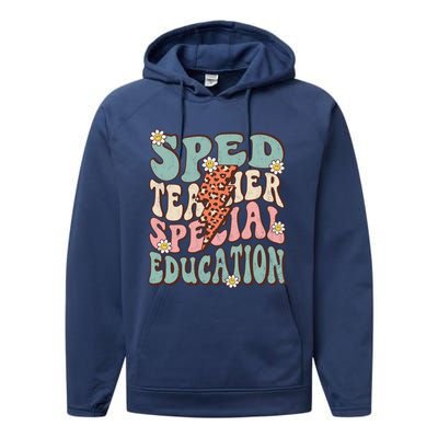 Groovy Retro Sped Teacher Life Special Education Crew Floral Great Gift Performance Fleece Hoodie