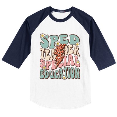 Groovy Retro Sped Teacher Life Special Education Crew Floral Great Gift Baseball Sleeve Shirt