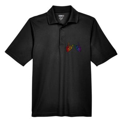 Gay Rocker Skeleton Hands Rainbow Pride Lgbt Rock Men's Origin Performance Pique Polo