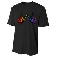 Gay Rocker Skeleton Hands Rainbow Pride Lgbt Rock Performance Sprint T-Shirt