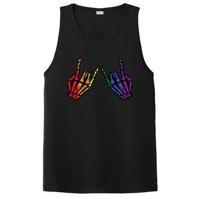 Gay Rocker Skeleton Hands Rainbow Pride Lgbt Rock PosiCharge Competitor Tank