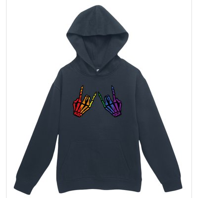 Gay Rocker Skeleton Hands Rainbow Pride Lgbt Rock Urban Pullover Hoodie