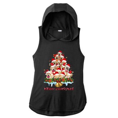 Golden Retriever Santa Hat Xmas Dogs Merry Christmas Graphic Gift Ladies PosiCharge Tri-Blend Wicking Draft Hoodie Tank