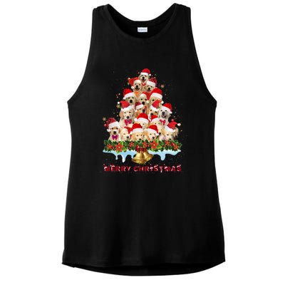 Golden Retriever Santa Hat Xmas Dogs Merry Christmas Graphic Gift Ladies PosiCharge Tri-Blend Wicking Tank