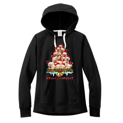 Golden Retriever Santa Hat Xmas Dogs Merry Christmas Graphic Gift Women's Fleece Hoodie