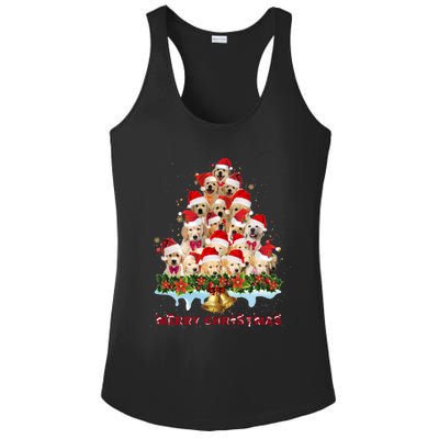 Golden Retriever Santa Hat Xmas Dogs Merry Christmas Graphic Gift Ladies PosiCharge Competitor Racerback Tank