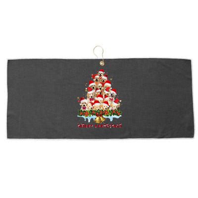 Golden Retriever Santa Hat Xmas Dogs Merry Christmas Graphic Gift Large Microfiber Waffle Golf Towel