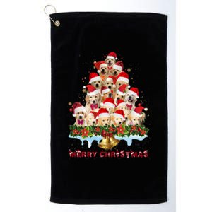 Golden Retriever Santa Hat Xmas Dogs Merry Christmas Graphic Gift Platinum Collection Golf Towel