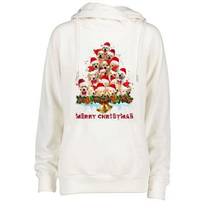 Golden Retriever Santa Hat Xmas Dogs Merry Christmas Graphic Gift Womens Funnel Neck Pullover Hood