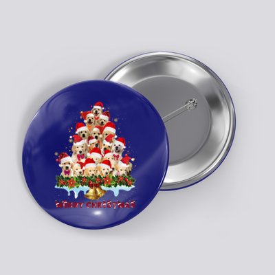 Golden Retriever Santa Hat Xmas Dogs Merry Christmas Graphic Gift Button