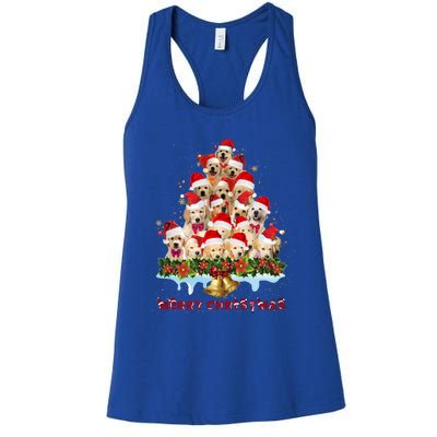 Golden Retriever Santa Hat Xmas Dogs Merry Christmas Graphic Gift Women's Racerback Tank