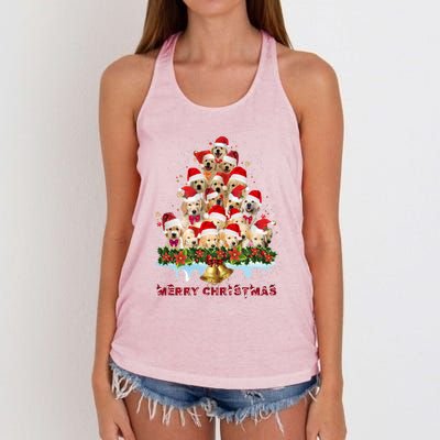 Golden Retriever Santa Hat Xmas Dogs Merry Christmas Graphic Gift Women's Knotted Racerback Tank