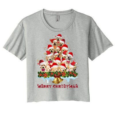 Golden Retriever Santa Hat Xmas Dogs Merry Christmas Graphic Gift Women's Crop Top Tee